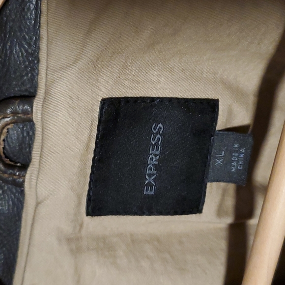 Express Jackets & Coats Mens Vintage Express Leather Bomber Jacket
